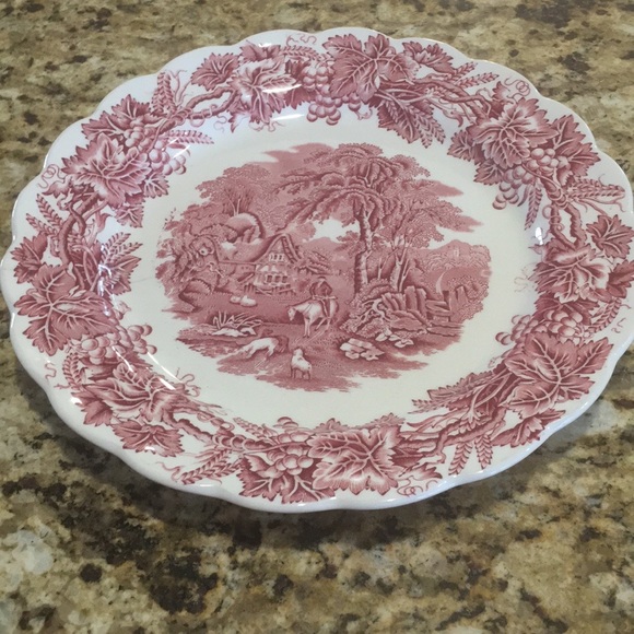 Booth’s British Scenery Vintage Plate A8024 Pink Vines Sheep & English Cottage - Picture 7 of 10